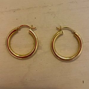 14k gold tubular hoops - stamped 14k